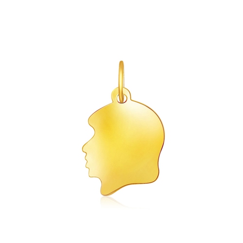 Breloque en forme de tête de petite fille, or jaune 14K k