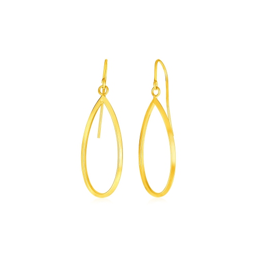 RCJ  14K Gold Earrings With Polished Open Teardrop Dangles In Yellow