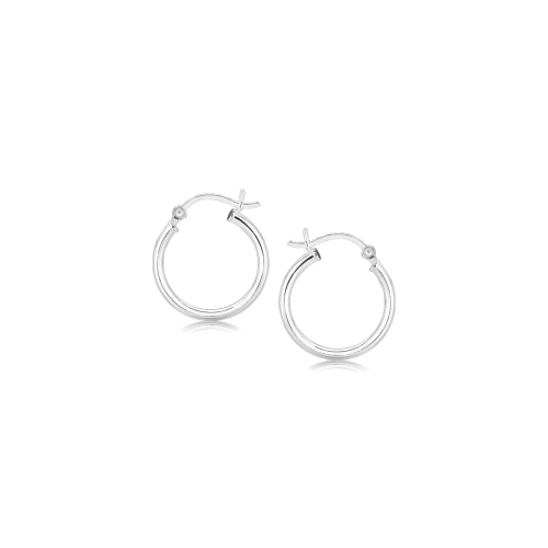 Polished Sterling Silver and Rhodium Plated Hoop Earrings