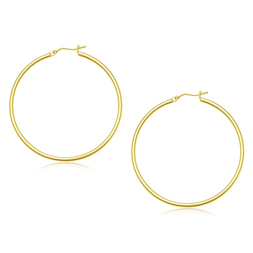 RCJ  10K Gold Polished Hoop Earrings (45 Mm) In Yellow