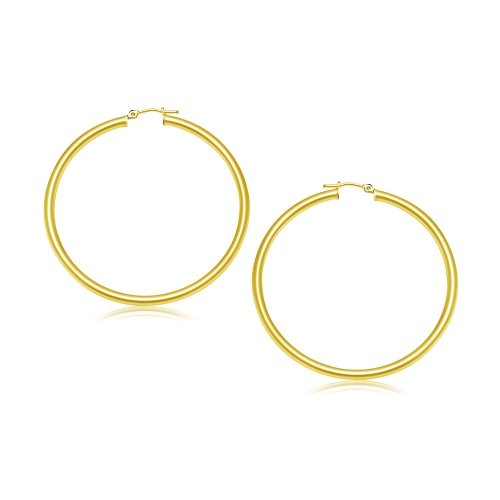 RCJ  10K Gold Polished Hoop Earrings (30 Mm) In Yellow