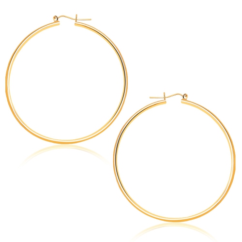 RCJ  14K Gold Polished Hoop Earrings (45 Mm) In Yellow