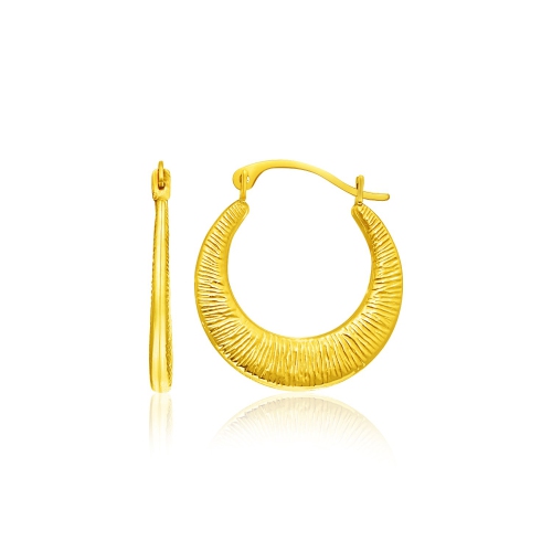 RCJ  14K Gold Graduated Round Textured Hoop Earrings In Yellow