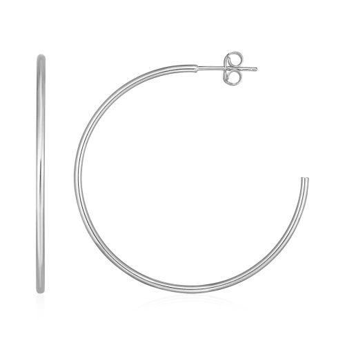 RCJ  14K Gold Polished Hoop Earrings In White