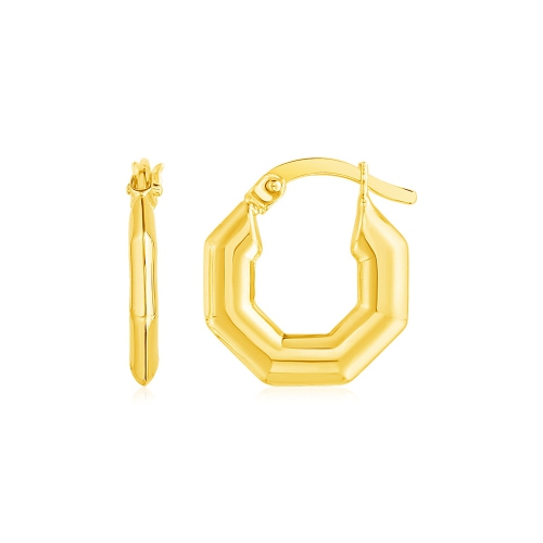 RCJ  14K Gold Octagon Hoop Earrings In Yellow