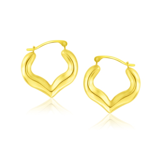 RCJ  10K Gold Hoop Style Heart Shape Earrings In Yellow