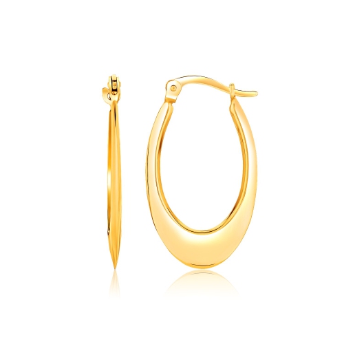 RCJ  14K Gold Puffed Graduated Open Oval Earrings In Yellow