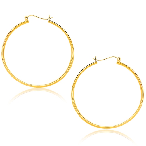 RCJ  10K Gold Polished Hoop Earrings (40Mm) In Yellow