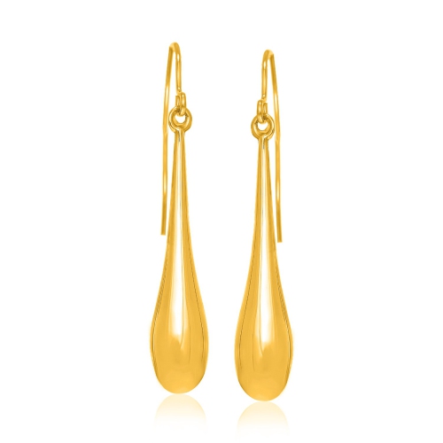 RCJ  14K Gold Long Polished Teardrop Dangling Earrings In Yellow