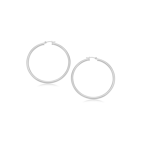 RCJ  14K Gold Polished Hoop Earrings (2- Mm) In White