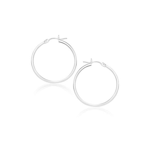 RCJ  14K Gold Polished Hoop Earrings (20 Mm) In White
