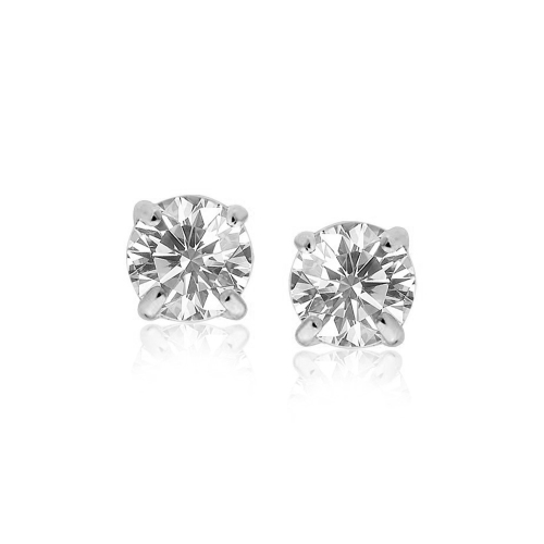 RCJ  Sterling 8.0MM Round Cz Stud Earrings In Silver