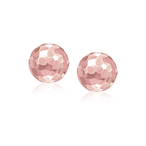 RCJ  14K Rose Round Faceted Style Stud Earrings In Gold
