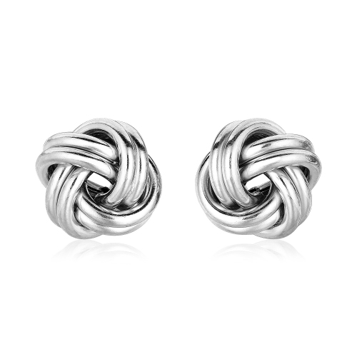 RCJ  Sterling Polished Love Knot Earrings In Silver