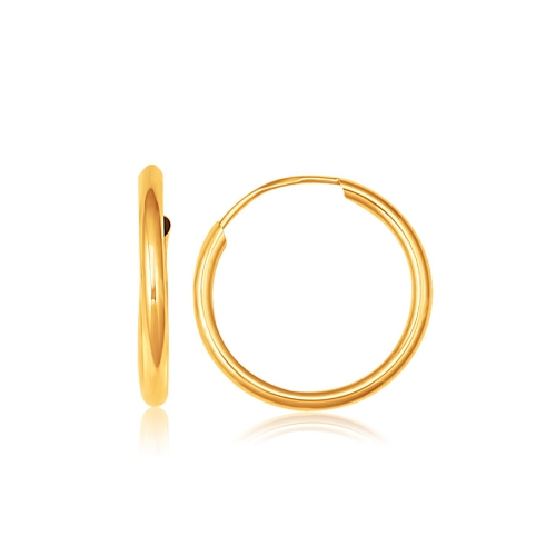 RCJ  10K Gold Polished Endless Hoop Earrings (16MM Diameter) In Yellow