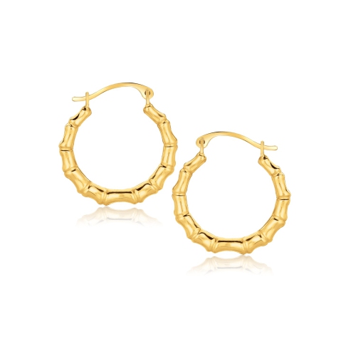 RCJ  10K Gold Branch Motif Hoop Earrings In Yellow