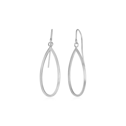 RCJ  14K Gold Earrings With Polished Open Teardrop Dangles In White