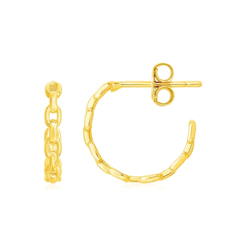 RCJ  14K Gold Delicate Chain Hoop Earrings In Yellow