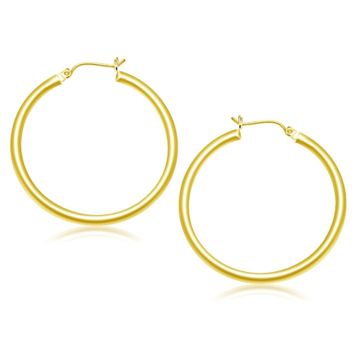 RCJ  10K Gold Polished Hoop Earrings (40 Mm) In Yellow