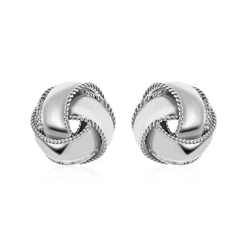RCJ  Textured And Polished Love Knot Earrings In Sterling In Silver