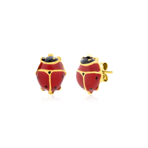 RCJ  14K Gold Lady Bug Earrings In Yellow