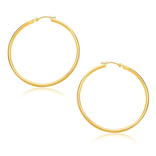 RCJ  10K Gold Polished Hoop Earrings (30Mm) In Yellow