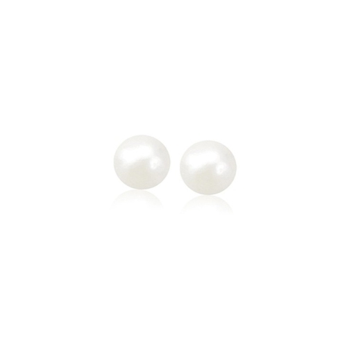 RCJ  14K Gold Freshwater Cultured White Pearl Stud Earrings (4.0 Mm) In Yellow