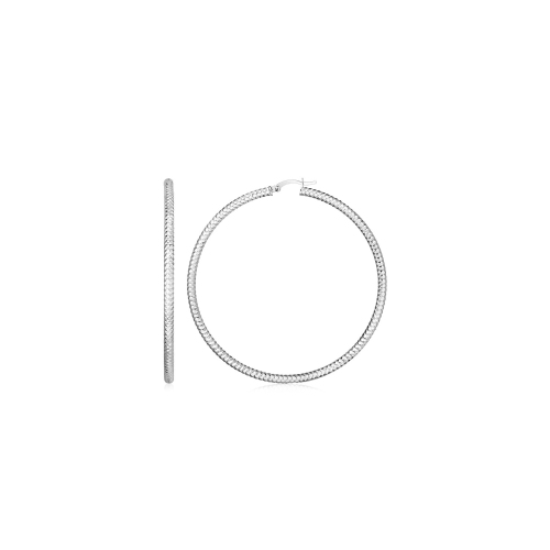 RCJ  Sterling Large Hoop Earrings With Braid Texture In Silver