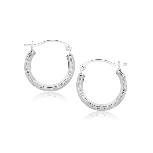 RCJ  10K Gold Fancy Hoop Earrings In White