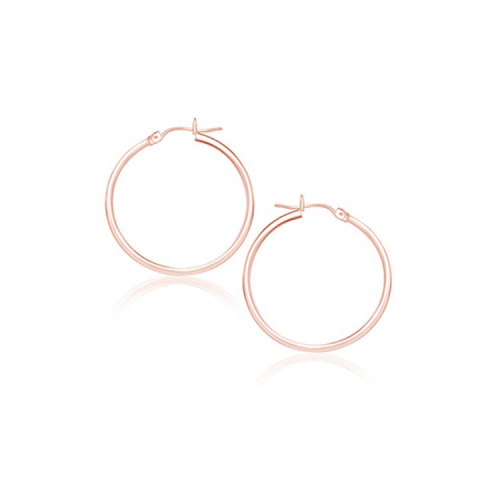 RCJ  14K Rose Polished Hoop Earrings (25 Mm) In Gold