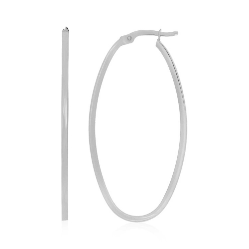 RCJ  14K Gold Slim Oval Shape Hoop Earrings In White