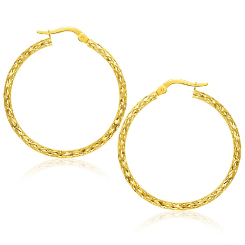 RCJ  Large Textured Hoop Earrings In 10K Gold In Yellow