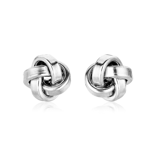 RCJ  Sterling Polished Love Knot Earrings In Silver