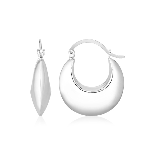 RCJ  Sterling Polished Puffed Hoop Earrings In Silver