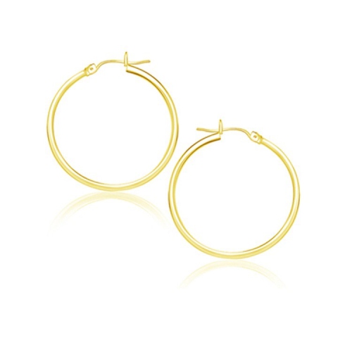RCJ  10K Gold Polished Hoop Earrings (25 Mm) In Yellow