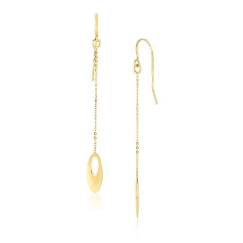 RCJ  14K Gold Cutout Oval Chain Dangling Earrings In Yellow