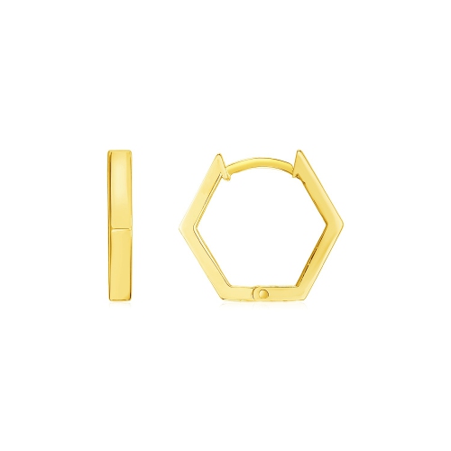 RCJ  14K Gold Hexagon Huggie Hoops Earrings In Yellow