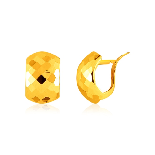 RCJ  14K Gold Geometric Texture Earrings In Yellow