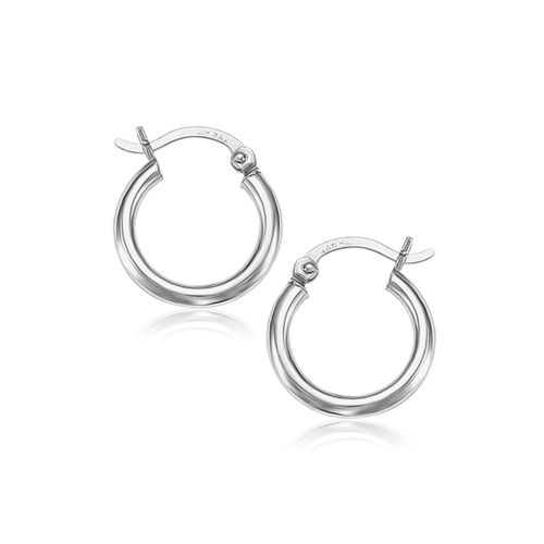 RCJ  14K Gold Polished Hoop Earrings (15 Mm) In White