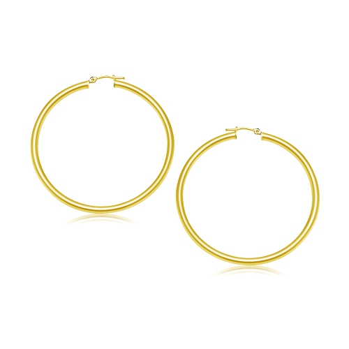 RCJ  14K Gold Polished Hoop Earrings (30 Mm) In Yellow