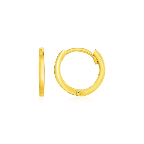 RCJ  14K Gold Petite Polished Round Hoop Earrings In Yellow