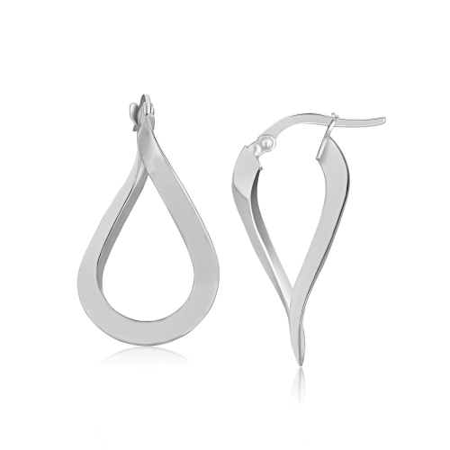 RCJ  14K Gold Twisted Freeform Hoop Earrings In White