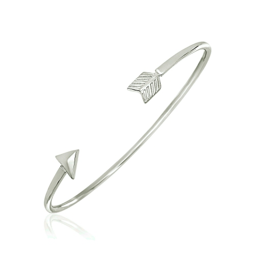 RCJ  Sterling Polished Arrow Cuff Bangle In Silver