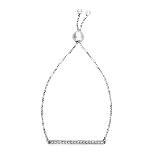 AVERA GROUP  Adjustable Bar Bracelet With Cubic Zirconia In Sterling In Silver