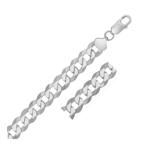 AVERA GROUP  Rhodium Plated 13.6MM Sterling Curb Style Bracelet In Silver