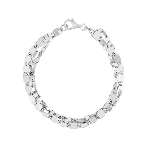 Bracelet en argent sterling à trois rangs avec maillons Marina