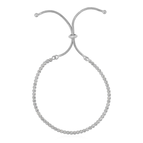 AVERA GROUP  Adjustable Tennis Style Bracelet With Cubic Zirconia In Sterling In Silver