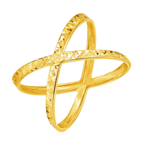 AVERA GROUP  14K Gold Textured X Profile Ring In Yellow