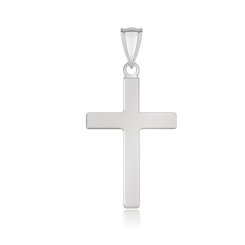 RCJ  14K Gold Flat Design Cross Pendant In White