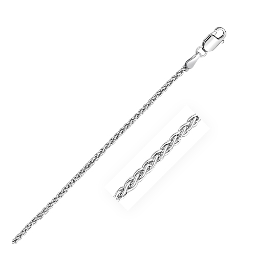 Image 1 of 4.. 2.2mm Sterling Silver Rhodium Plated Wheat Chain
